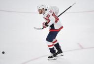May 30, 2018; Las Vegas, NV, USA; Washington Capitals center Lars Eller (20) celebrates after scoring a goal against the Vegas Golden Knights in the first period in game two of the 2018 Stanley Cup Final at T-Mobile Arena. Stephen R. Sylvanie-USA TODAY Sports