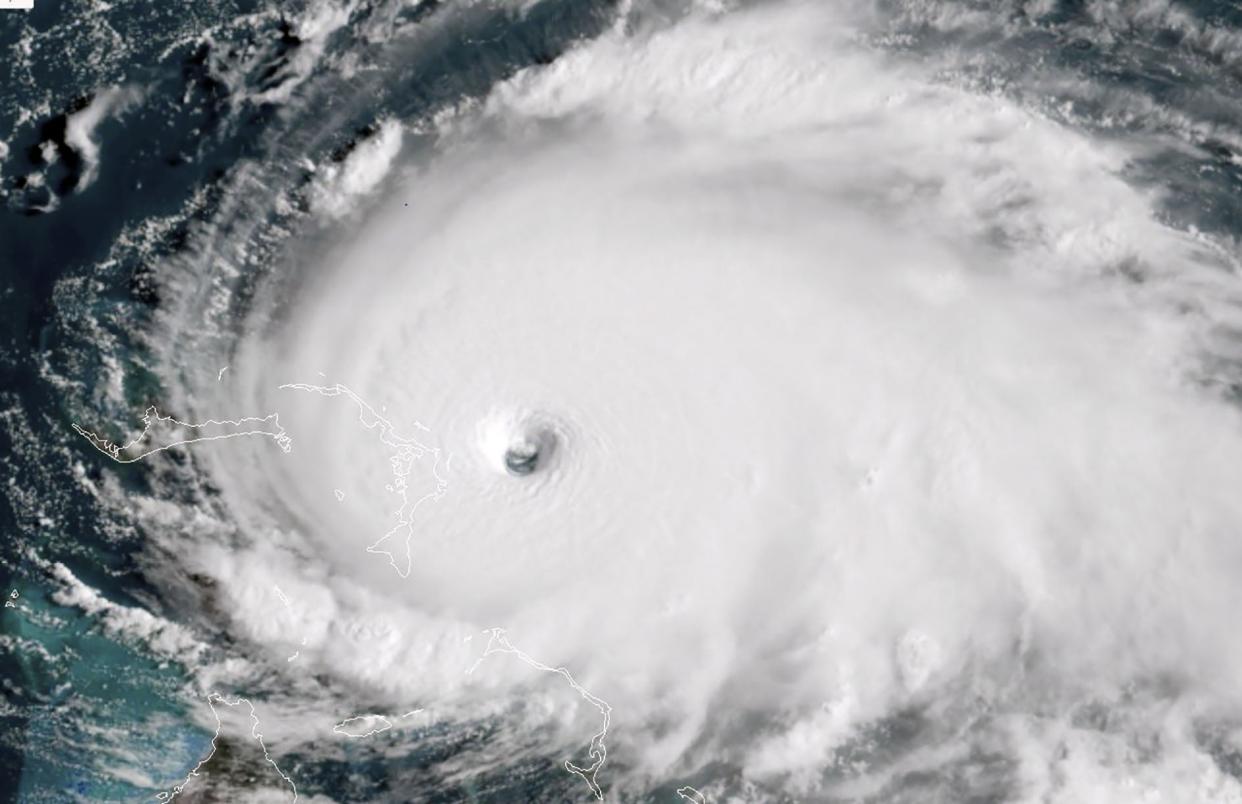 Tropical storm Dorian pictured as it approaches the Bahamas: AFP/Getty Images