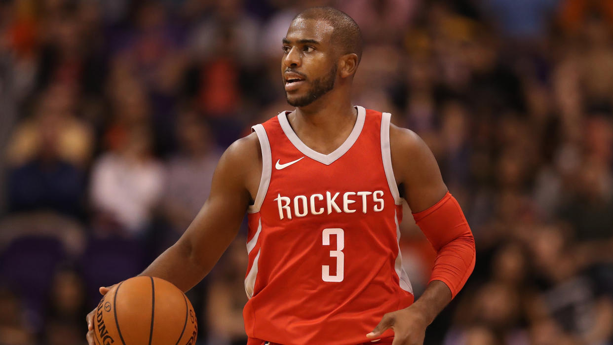 Chris Paul won’t play in Game 7 Monday night. (AP)