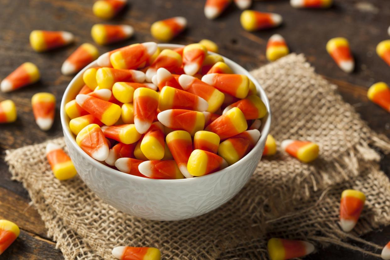 Colorful Candy Corn for Halloween on a Background