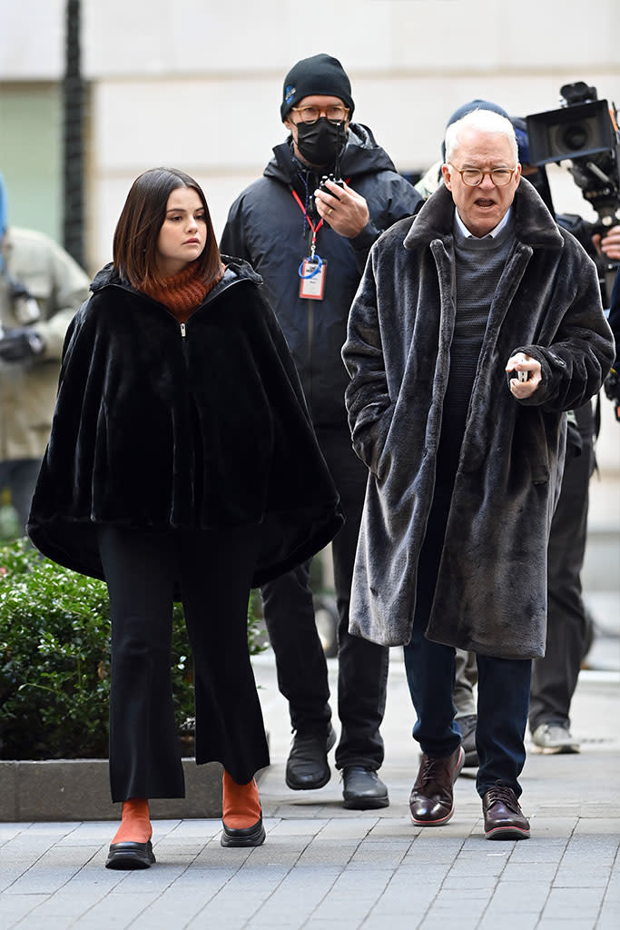 Selena Gomez and Steve Martin filming “Only Murders in the Building” Season 2. - Credit: Elder Ordonez / SplashNews.com