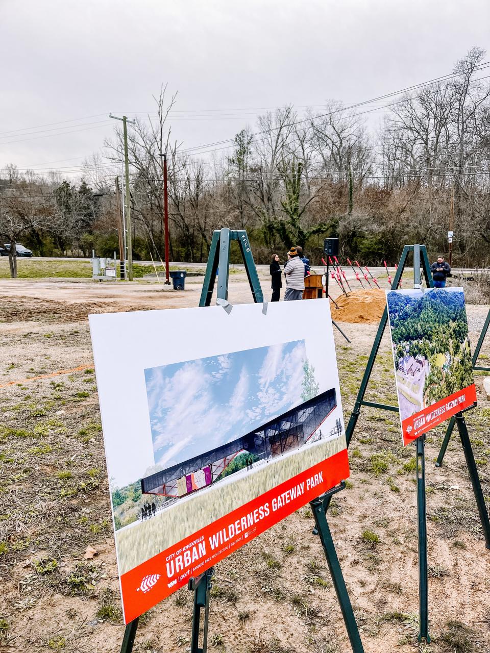 At the groundbreaking for the second phase of the Baker Creek Preserve, project visitors could view renderings of the plans for the pavilion. South Knoxville, Dec. 19, 2022.