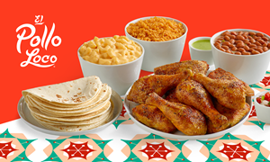 El Pollo Loco also introduces the Festive Family Meal. Starting at $24, this offering includes eight pieces of our signature fire-grilled chicken, three generous side dishes, and warm, delectable tortillas.