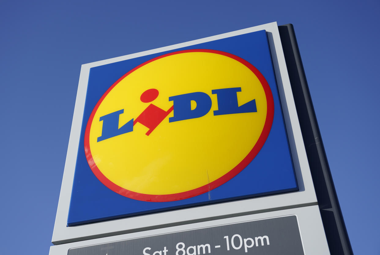 A view of a sign for a Lidl supermarket in Chichester, West Sussex. Discount supermarket Lidl has revealed its sales jumped by almost a quarter over the key festive period as it said it was buoyed by shoppers switching from rivals amid budget concerns. The retailer said sales increased by 24.5 percent over the four weeks to December 25, compared with the same period in 2021. Picture date: Monday January 9, 2023. (Photo by Andrew Matthews/PA Images via Getty Images)