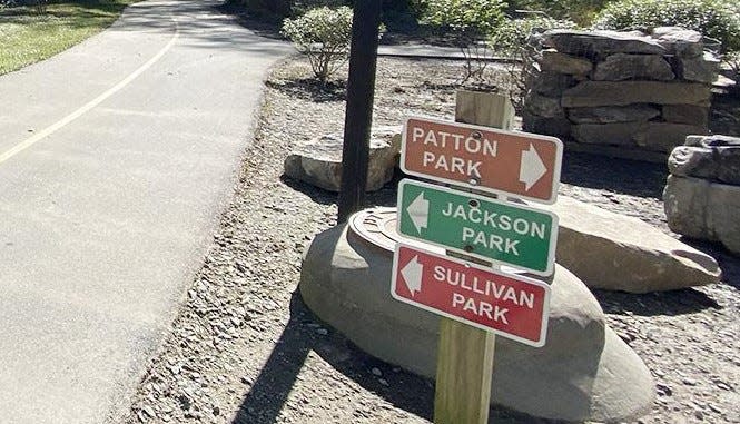 A section of the Oklawaha Greenway points to all the different parks, including Jackson Park.