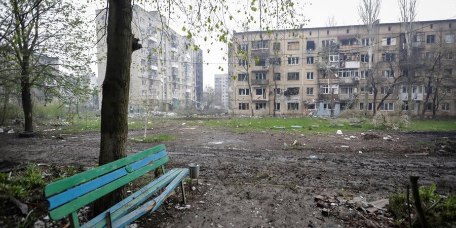 Bakhmut after Russian shelling