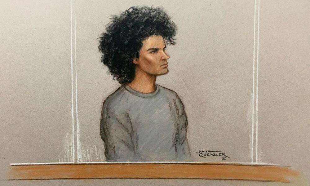 Court drawing of Ahmed Hassan, 18, who has appeared on charges relating to the Parsons Green attack