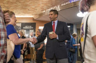 Republican candidate for governor Neil Shah greets delegates during the first day of the Minnesota State Republican Convention, Friday, May 13, 2022, at the Mayo Civic Center in. Rochester, Minn. (Glen Stubbe/Star Tribune via AP)