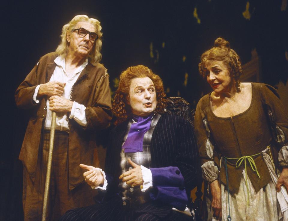 With Eric Sykes and Carmen Silvera in School for Wives, Piccadilly Theatre, 1997 - Alastair Muir/Shutterstock