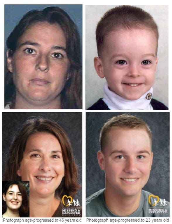 The Wades were reported missing on Oct. 14th, 2002, when Paula didn’t show up for work. At the time, Paula Wade was 26 and Brandon Wade was 3 years old. Age progression pictures show what Brandon Wade might look like at the age of 23 and his mother at 45.