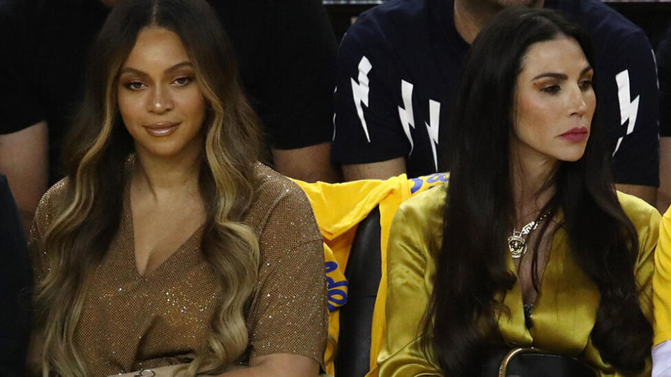 Beyonce and Nicole Curran pictured at the NBA finals