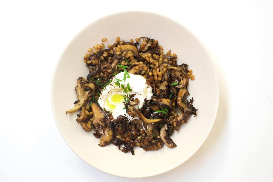 Mushroom and Wheat Berry Pilaf with Yogurt