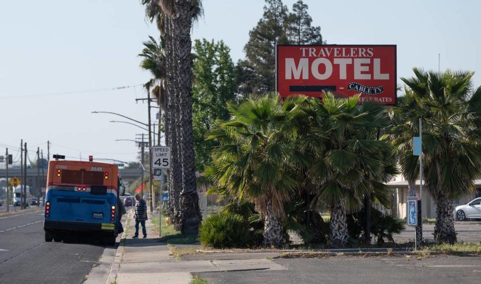 Travelers Motel on 9th Street in Modesto, Calif., Thursday, April 27, 2023.