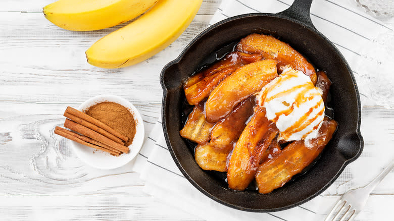 Bananas Foster with ice cream