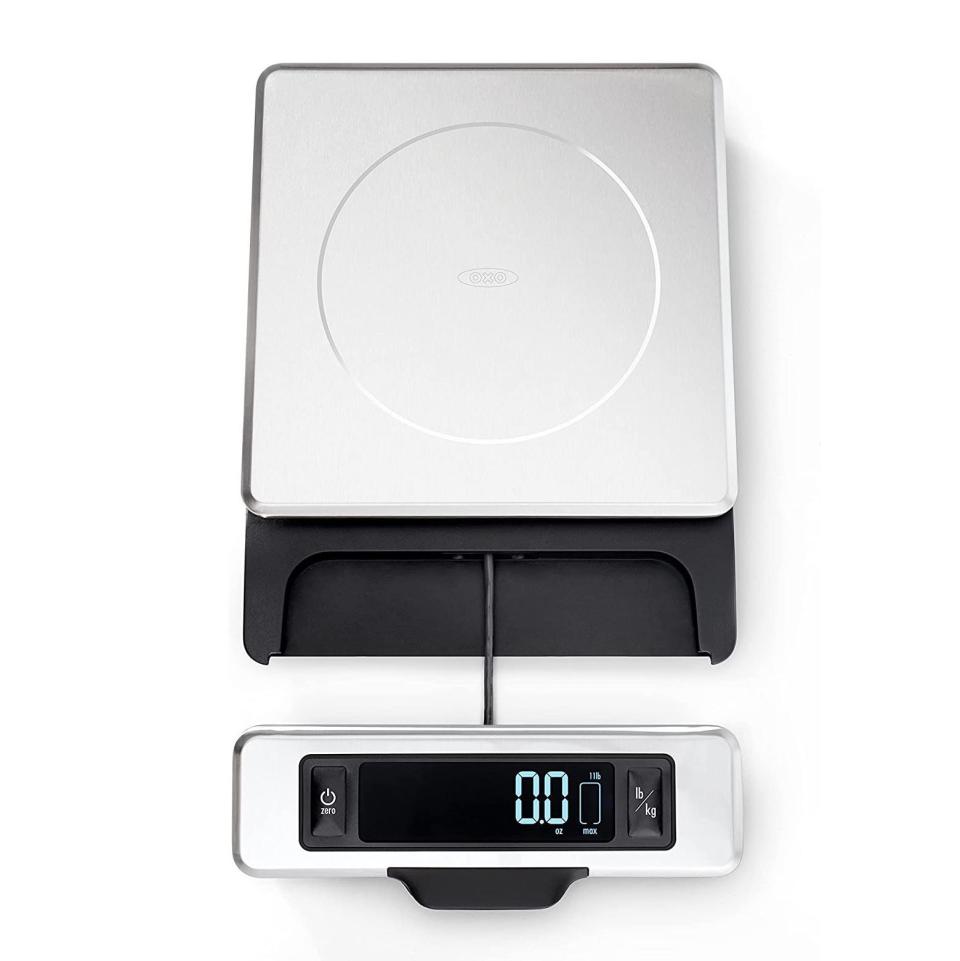 36) OXO Good Grips 11-Pound Stainless Steel Food Scale with Pull-Out Display