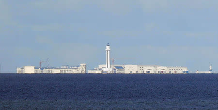 FILE PHOTO: Chinese structures are pictured at the disputed Spratlys in South China Sea April 21, 2017. REUTERS/Erik De Castro/File Photo