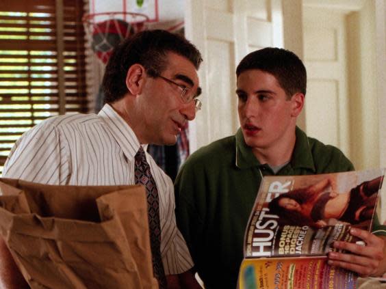 Eugene Levy and Jason Biggs in the original ‘American Pie’ (Sky)