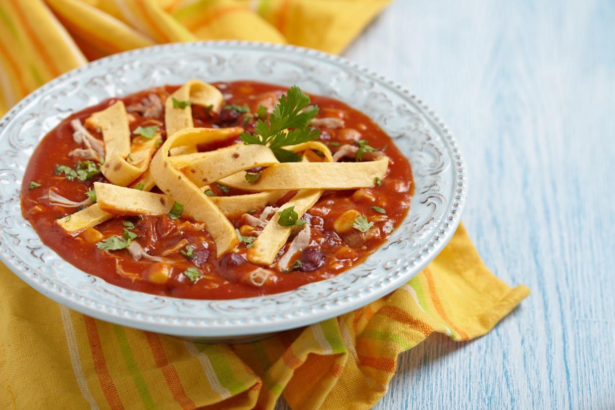 Chicken Tortilla Soup with Bean, Corn and Tomato