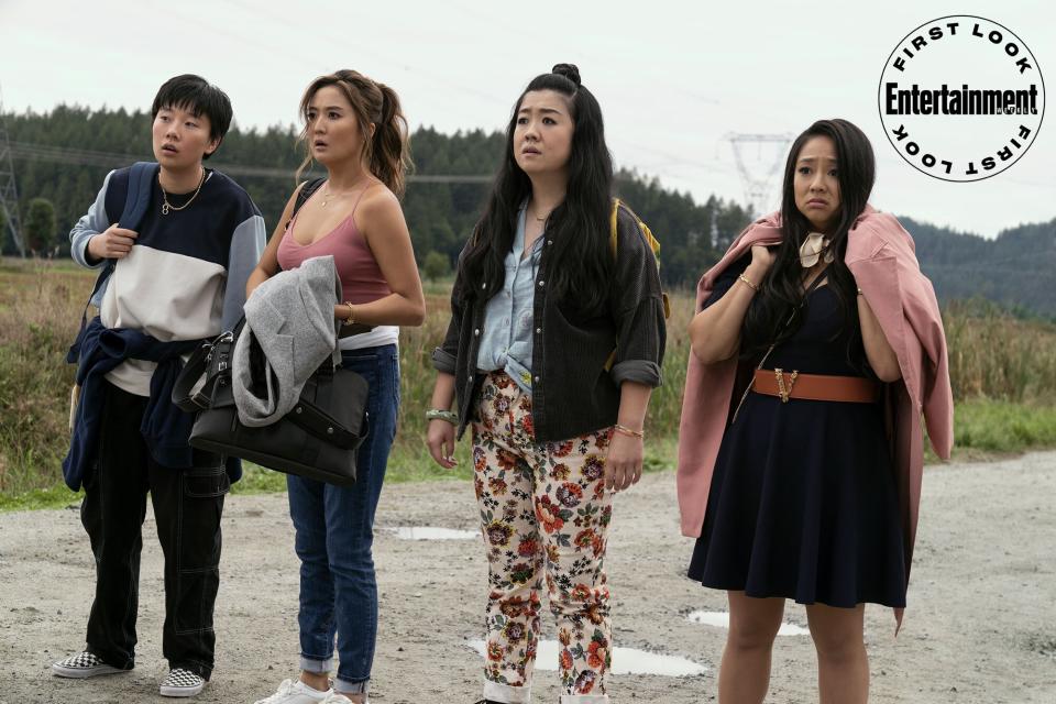 Sabrina Wu as Deadeye, Ashley Park as Audrey, Sherry Cola as Lolo, and Stephanie Hsu as Kat in Joy Ride