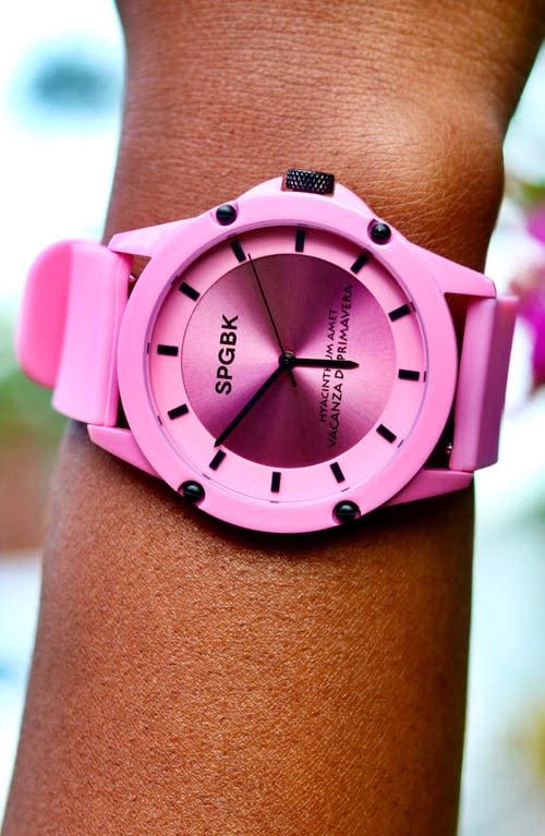 60) Hillendale Silicone Strap Watch, 44mm in Pink