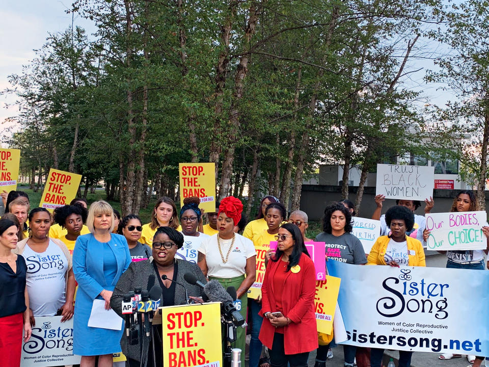 Simpson speaks about the lawsuit challenging Georgia’s abortion law, on June 28 | Oreoluwa Adegboyega—SisterSong