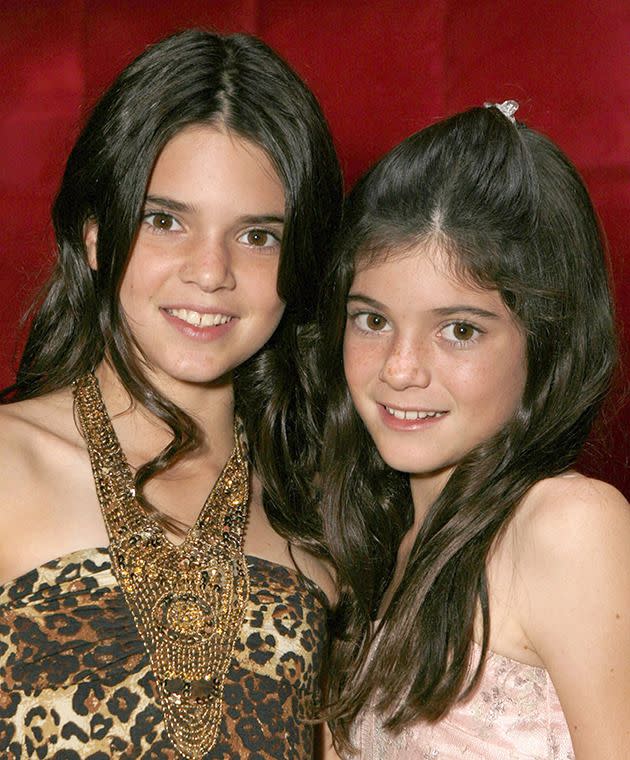 Kendall and Kylie Jenner's freckles on full display back in 2007. Photo: Getty.