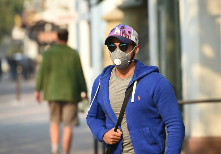 Winds will blow at up to 65 km per hour (40 miles per hour), forecasters said, as public health authorities urged people to wear face masks to protect against ash and smoke from California's raging wildfires