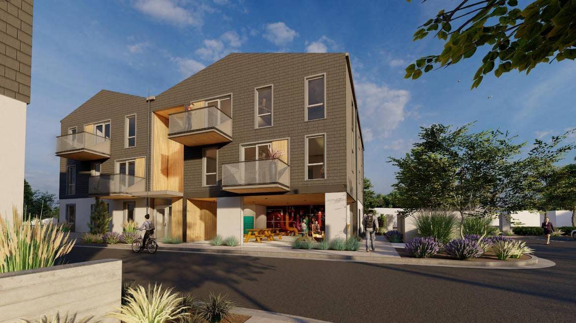 This rendering shows a potential future view of a 35-unit development at 2408 S. Broadway Ave.