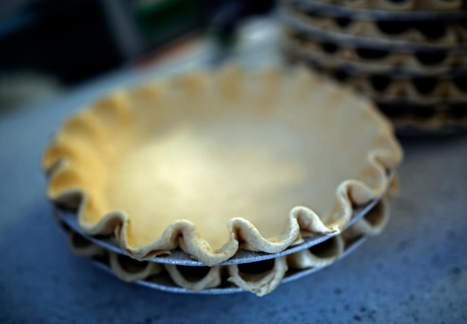 In this 2015 file photo, pie shells are stacked at Pie Junkie in Oklahoma City. (Photo by Sarah Phipps, The Oklahoman)