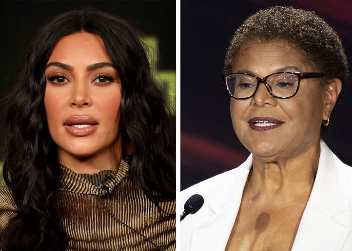 Diptych of Kim Kardashian and Karen Bass