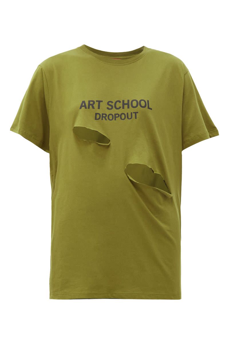 <p>Art School - £125</p><p><a class="link " href="https://go.redirectingat.com?id=127X1599956&url=https%3A%2F%2Fwww.matchesfashion.com%2Fproducts%2FArt-School-Art-School-Dropout-cutout-cotton-jersey-T-shirt-1402200&sref=https%3A%2F%2Fwww.elle.com%2Fuk%2Ffashion%2Fwhat-to-wear%2Fg34393640%2Fhalloween-oufits%2F" rel="nofollow noopener" target="_blank" data-ylk="slk:SHOP NOW;elm:context_link;itc:0;sec:content-canvas">SHOP NOW</a></p>