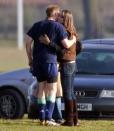 <p>Hugging Prince William after his polo match at Eton College in Eton, England.<br></p>