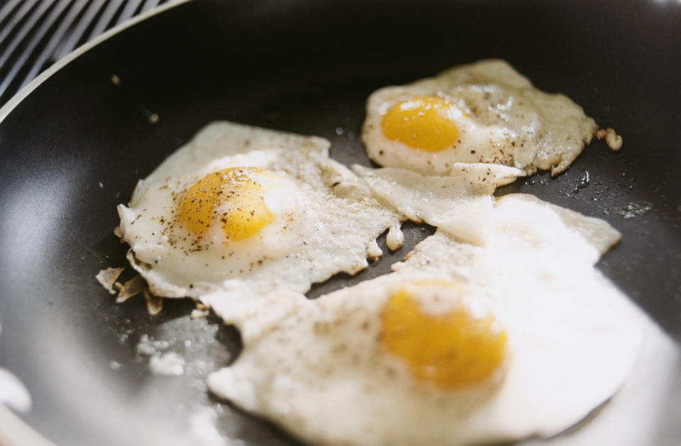 eggs frying in a pan