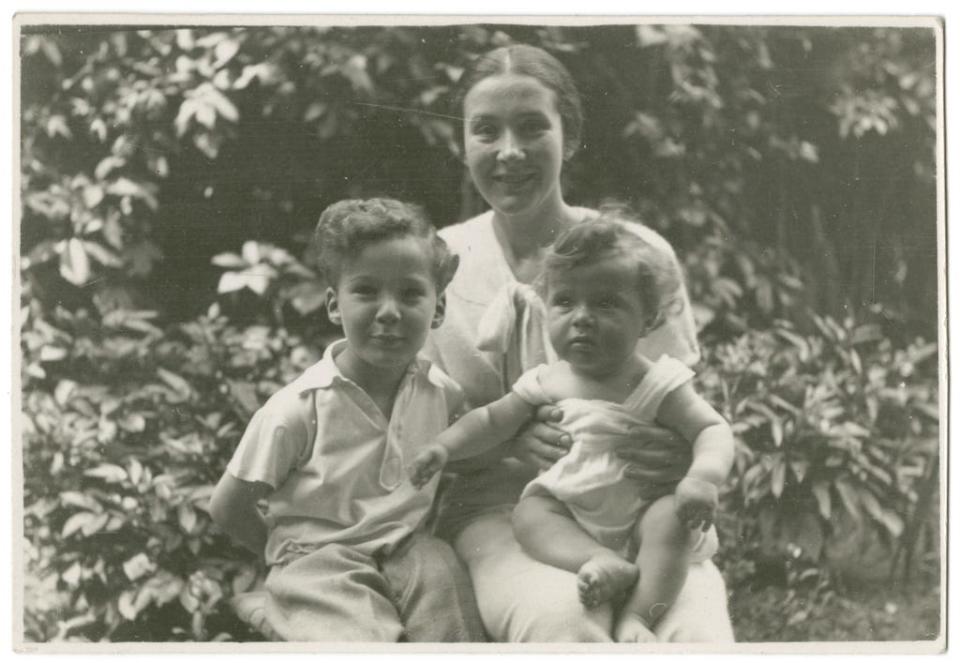 Vilma Grunwald sits with her sons John (left) and Frank, then known as Misa, about 1933.