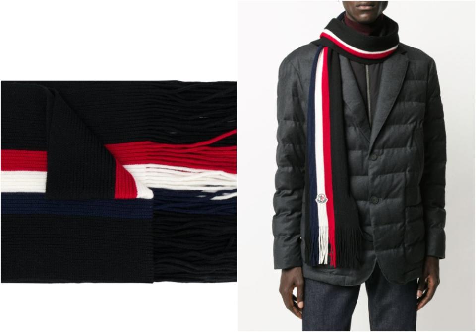 Moncler fringed stripe scarf