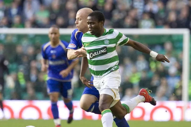 Landry Nguemo playing for Celtic in 2009.