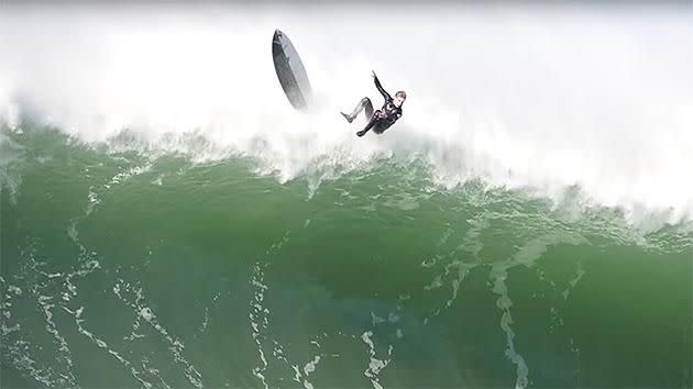 Wilem Banks loses it big at Mavericks. Pic: WSL