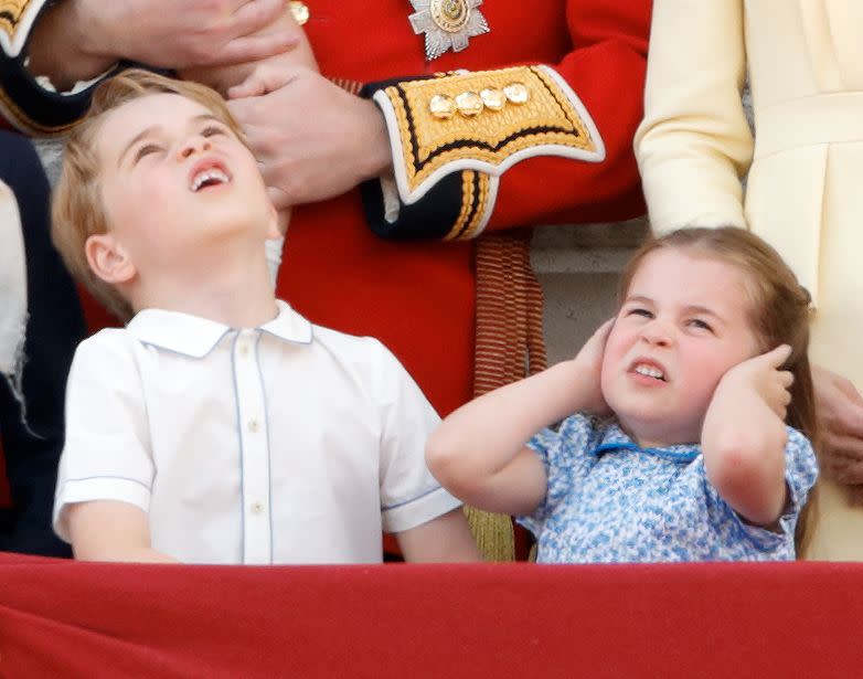 <p>Prince George and Princess Charlotte aren't so sure about all the commotion at Trooping the Colour in 2019. </p>