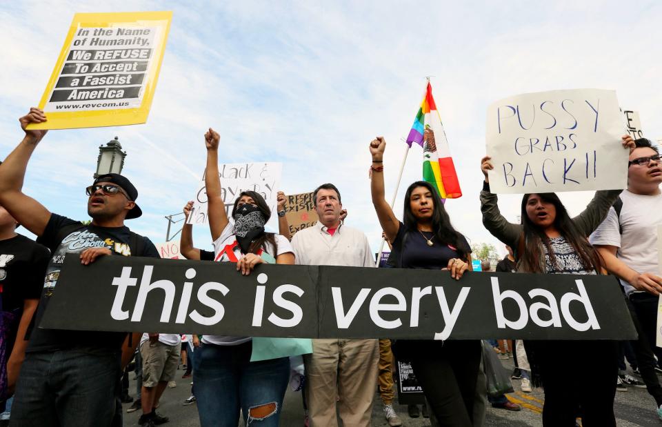 latino protesters trump los angeles california