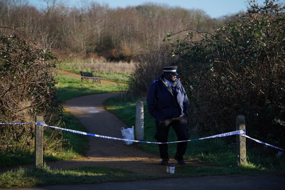 A police cordon at the scene at Hanworth Park, Feltham, following the death of Tyler Donnelly (PA)