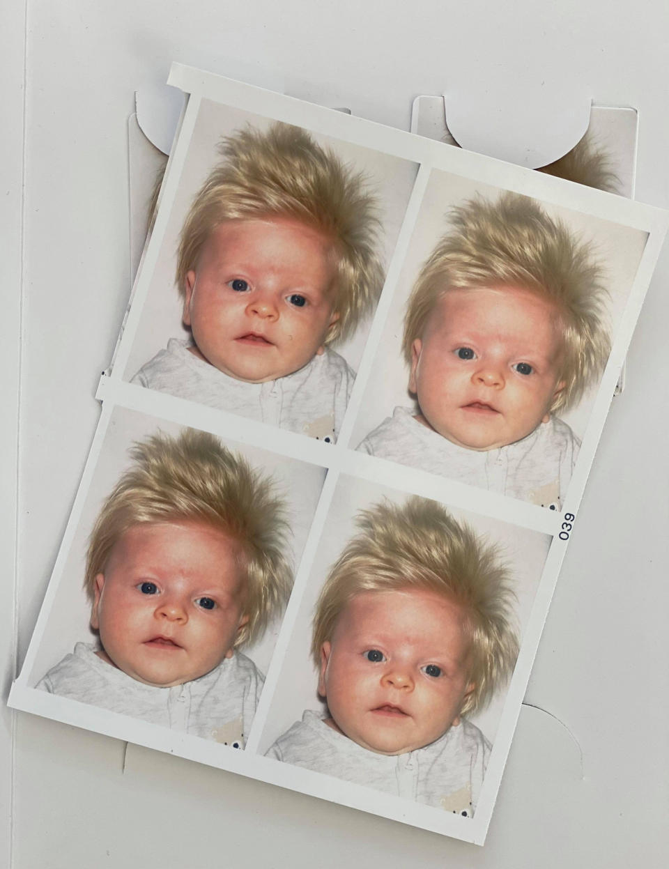 David&#39;s passport photos at just 2 months old. (Caters)