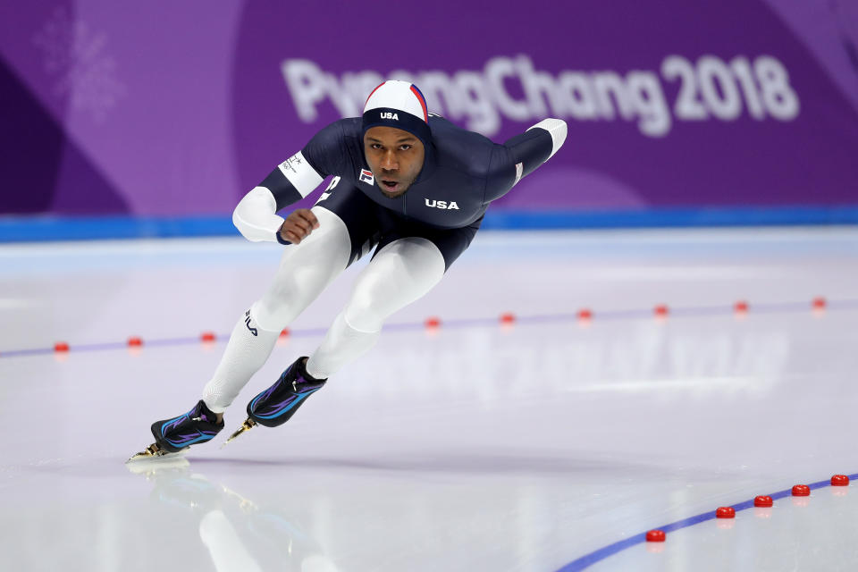 Shani Davis of the United States competes during the Men's 1500m Speed Skating on day four of the PyeongChang 2018 Winter Olympic Games at Gangneung Oval on February 13, 2018 in Gangneung, South Korea.