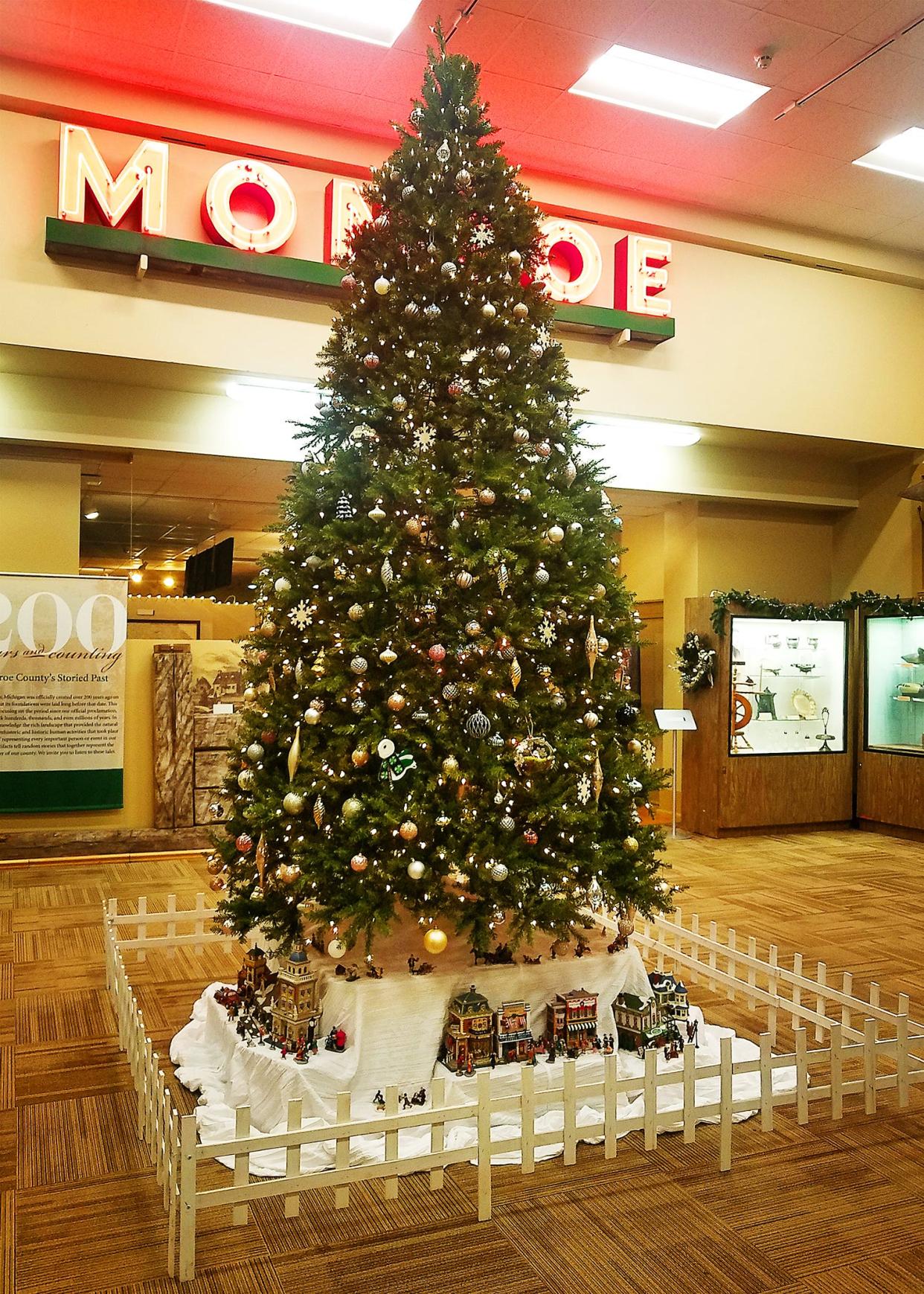 The large Christmas tree in Sieb Hall nearly reaches the ceiling and is surrounded by an extended Christmas village and a new miniature Polar Express this year.