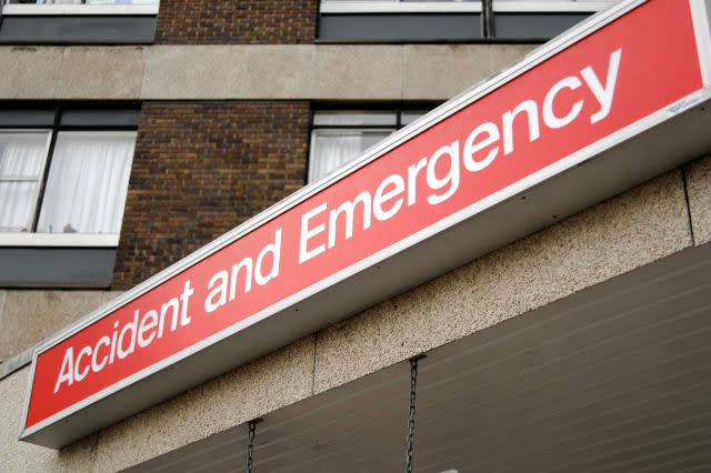 British A&E accident emergency sign London Hospital UK