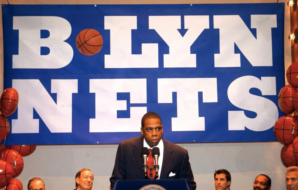 Jay spoke at a news conference to announce a successful bid by President and CEO of Forest City Ratner Companies Bruce Ratner and his investment team to buy the Nets basketball team in 2004.