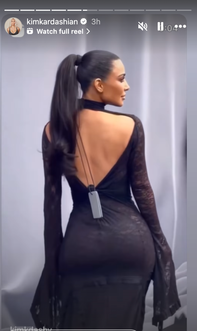 Kim Kardashian showcases her signature curves in a backless Skims