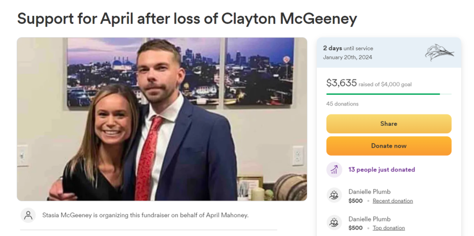 Family have started GoFundMes to support the loved ones of three men found dead at a home in Kansas City’s Northland over a week ago. One of the victims was 36-year-old Clayton McGeeney.