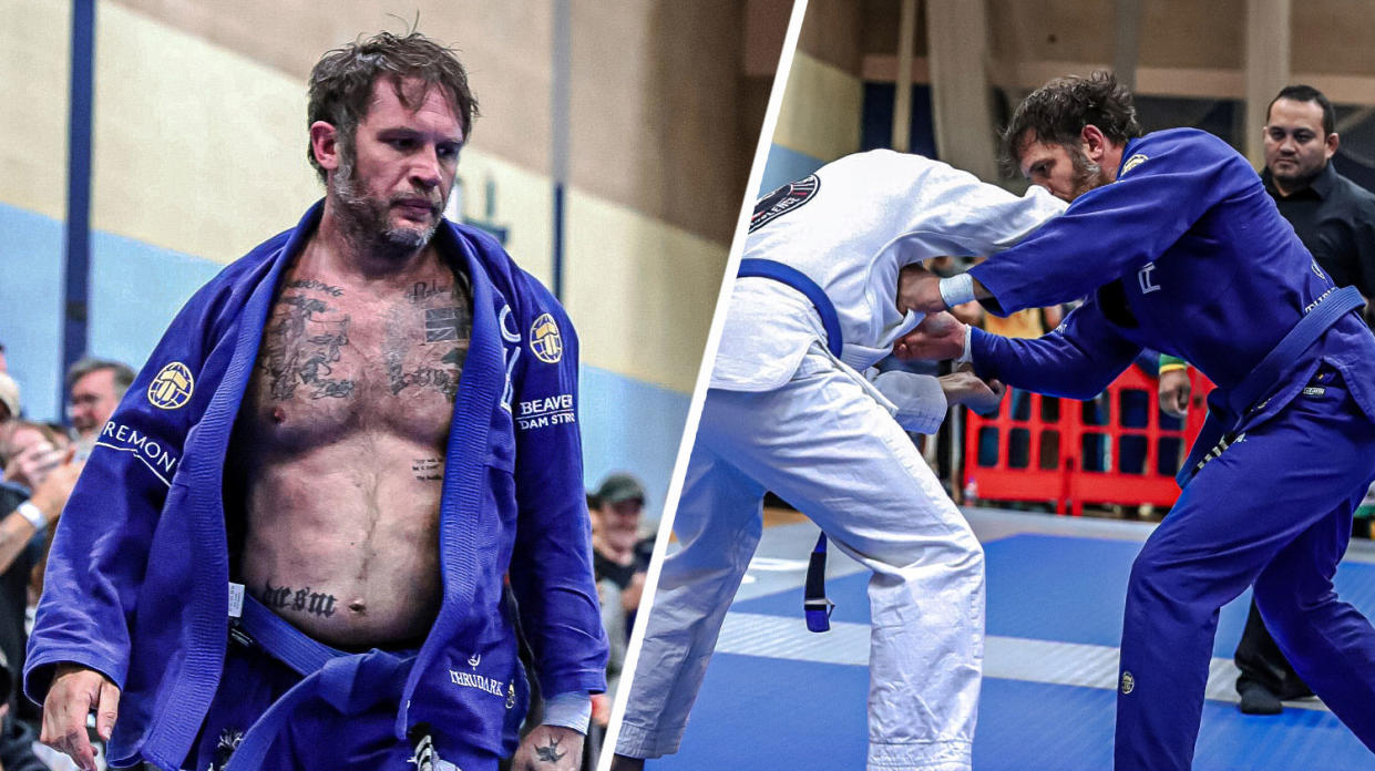 Tom Hardy took part in a martial arts competition in Milton Keynes in the weekend. (SWNS)