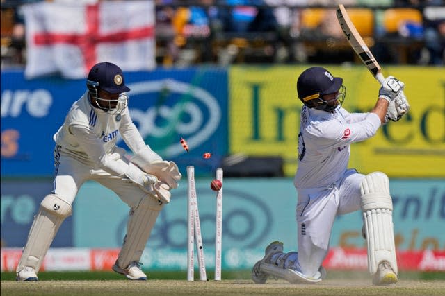 Ben Foakes is bowled during the India series 