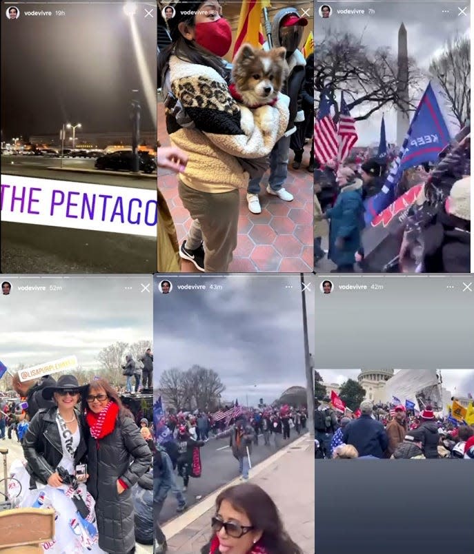 A collage of images Bloomington resident and former IU student Antony Vo posted on Instagram while participating in the Jan. 6, 2021 attack on the U.S. Capitol.
(Credit: H-T screenshot/U.S. District Court)